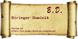 Biringer Dominik névjegykártya